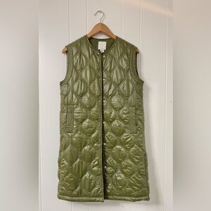 Joie Olive Green Quilted Sleeveless Coat Vest